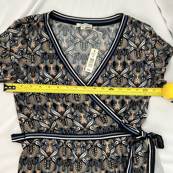 Max Studio Nordstrom Dress Faux Wrap front NWT short sleeves Mosaic print size S - Picture 10 of 12